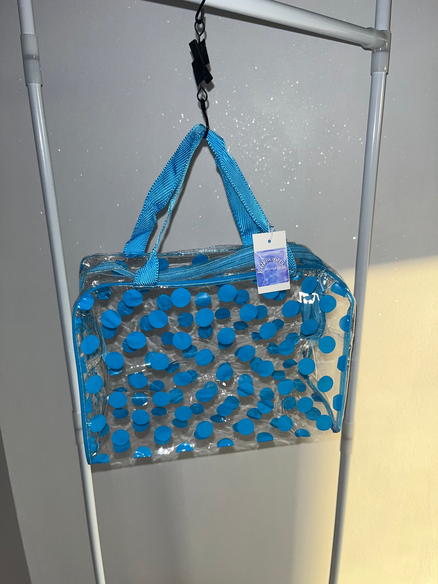 Blue Clear Polkadot Wash Bag