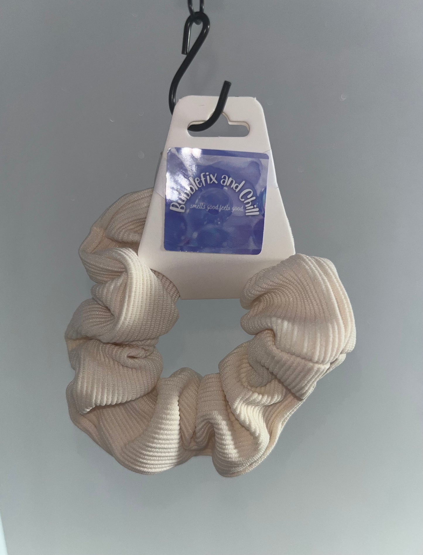 Cream Striped Scrunchy