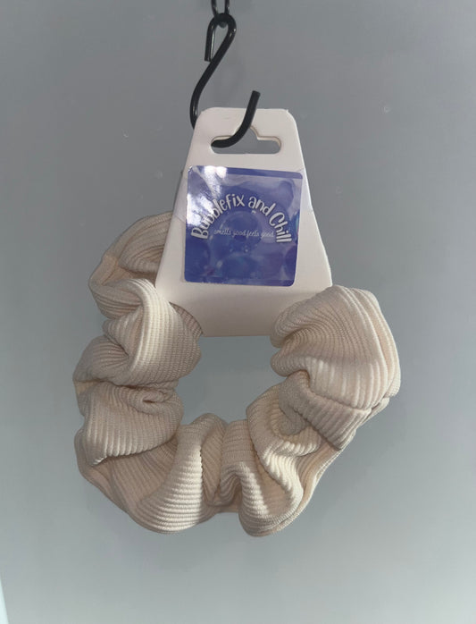 Cream Striped Scrunchy