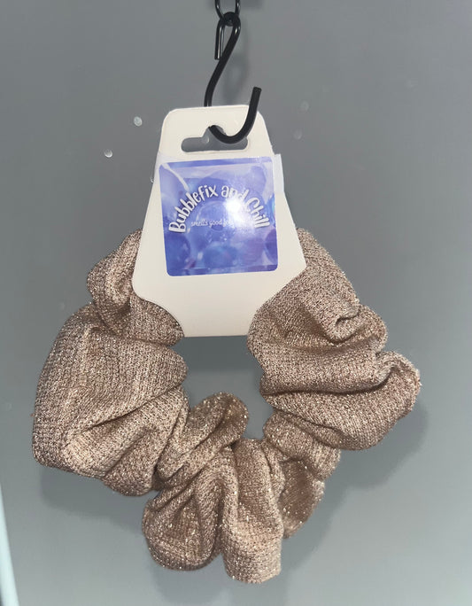 Caramel Sparkly Striped Scrunchy
