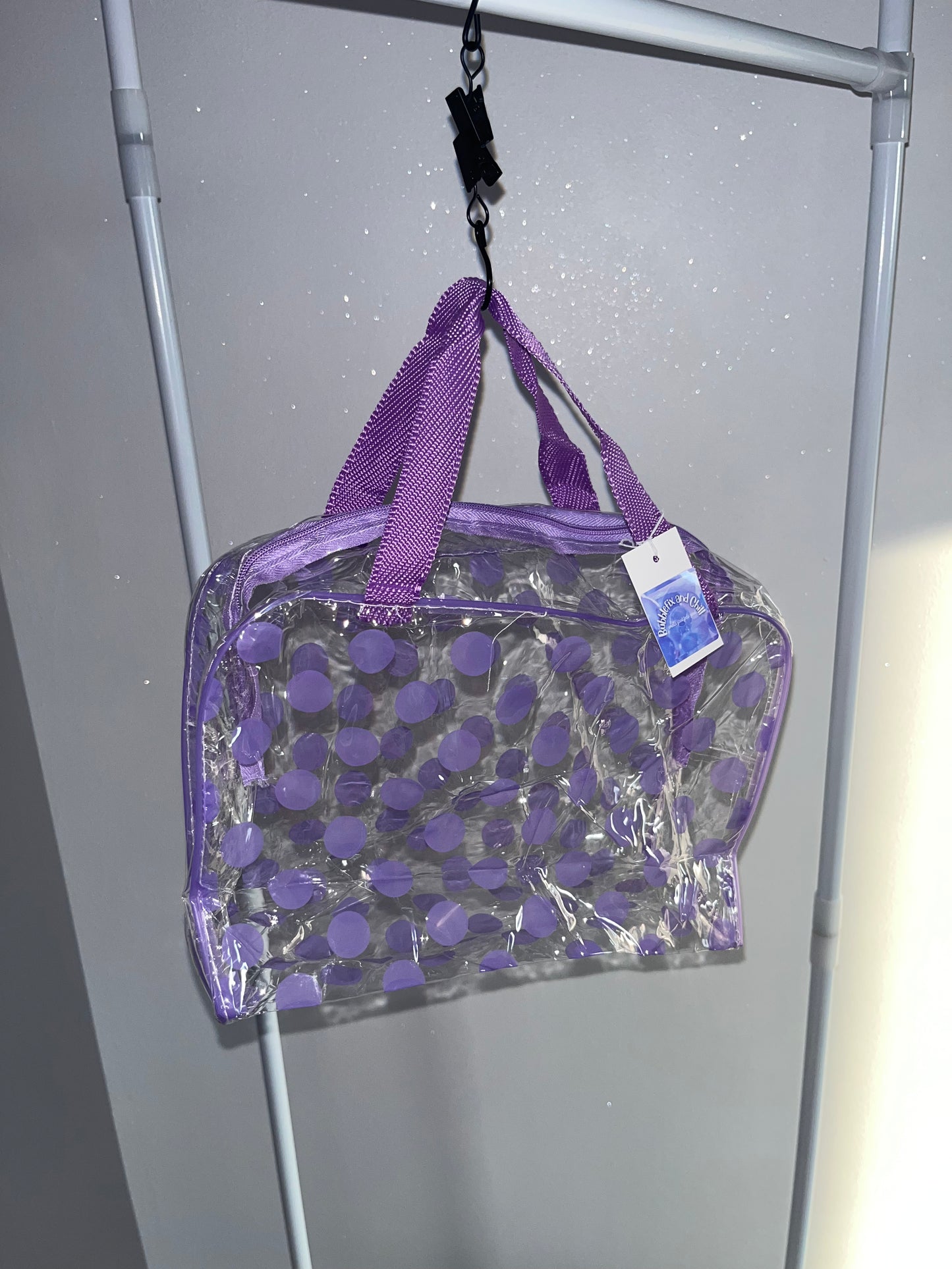 Purple Clear Polkadot Wash Bag